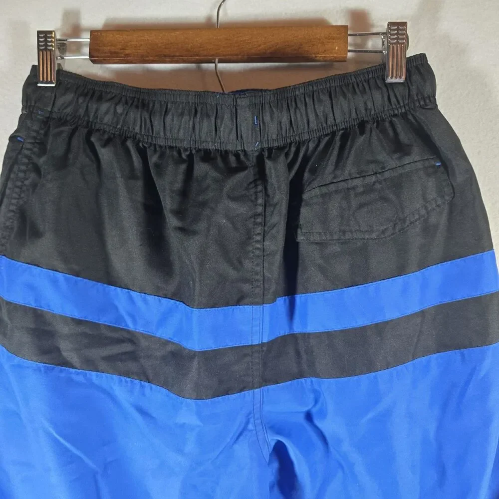 George Mens Swim Trunks Medium Blue And Black, Sizes 32-34